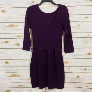 Express purple 3/4 sleeve back zipper mini dress S